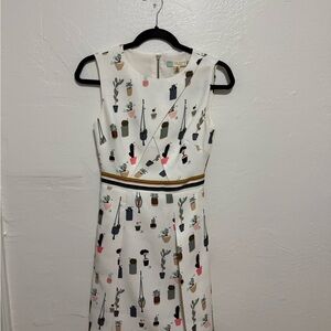 Ted Baker White Midi Dress with Cactus Print